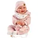 Llorens: Tala Sonrisas 44 cm novorojenček z zvokom v roza kombinezonu