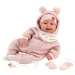 Llorens: Tala Sonrisas 44 cm novorojenček z zvokom v roza kombinezonu