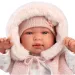 Llorens: Tina 44 cm novorojenček v roza jopiču s kapuco