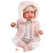 Llorens: Tina 44 cm novorojenček v roza jopiču s kapuco