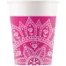 Mandala fuksija-bela papirnati kozarci, komplet 8 kosov, 200 ml