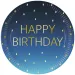 Modri papirnati krožniki z napisom "Happy Birthday", set 8 kosov, 23 cm