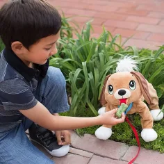 Peppy Pups: rjav plišast pes s povodcem 28 cm slika 2