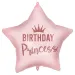 Rojstnodarski folija balon – z napisom „Birthday Princess”, v obliki zvezde, roza, 46 cm