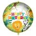 Rojstnodarski folija balon – z napisom „Happy Birthday”, z vzorcem džungelskih živali, 46 cm