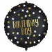 Rojstnodarski folija balon – z napisom "Birthday Boy", črno-zlata zvezdasta, 46 cm
