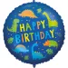 Rojstnodarski folija balon – z napisom "Happy Birthday", z motivom dinozavrov, 46 cm
