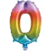 Številni folija baloni v kovinskih mavričnih barvah – številka 0, 34 cm