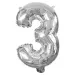 Številni folija baloni v srebrni barvi – številka 3, 32 cm