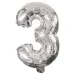 Številni folija baloni v srebrni barvi – številka 3, 86 cm