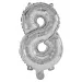 Številni folija baloni v srebrni barvi – številka 8, 32 cm