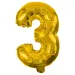 Številni folija baloni v zlati barvi – številka 3, 32 cm