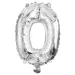 Številni folijski baloni v srebrni barvi – številka 0, 32 cm