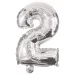 Številni folijski baloni v srebrni barvi – številka 2, 86 cm