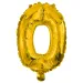 Številni folijski baloni v zlati barvi – številka 0, 32 cm