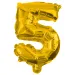 Številni folijski baloni v zlati barvi – številka 5, 86 cm