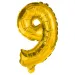 Številni folijski baloni v zlati barvi – številka 9, 32 cm
