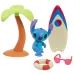 Stitch figura s surf desko in palmovo drevo