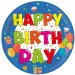 Vesele barviti rojstnodnevni papirnati krožniki z napisom "Happy Birthday", set 8 kosov.