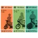 Bluey 12” otroški kolo s nosilcem za bidon in stranskimi kolesi v beli-modri-zeleni barvi – Dino Bikes kolo slika 6