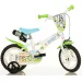 Bluey 12” otroški kolo s nosilcem za bidon in stranskimi kolesi v beli-modri-zeleni barvi – Dino Bikes kolo slika 1