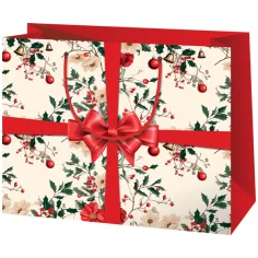 Cardex: Rdeča darilna torba z vzorcem pentlje velike velikosti 26x13x33cm