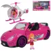 Fashion Sport Car: Roza športni avto set z lučjo in zvokom, s helikopterjem
