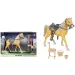 Igralni komplet z rjavim konjem, sedlom in dodatki