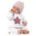 Llorens: Lutka jokajoče novorojenke v plišasti pižami z zvezdastim vzorcem 36 cm