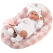 Llorens: Mimi Llorana 42 cm velika lutka novorojenke s karirasto posteljo