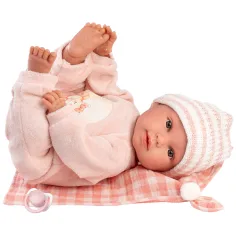 Llorens: Olivia 38cm velika jokajoča punčka s karirasto odejo slika 2