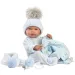 Llorens: Tino 43 cm velika lutka novorojenčka z modro otroško odejo, dudo in 3 različnimi oblekami