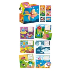 Montessori baby lesena pravljična kocka - Živali in njihova okolja slika 2