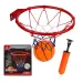 Set s kovinskim košarkarskim obročem premera 24 cm s pisano mrežo, žogo in tlačilko