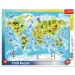 Svetovni zemljevid z živalmi 25 delni okvirni puzzle - Trefl